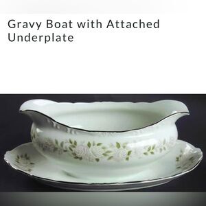 Vintage Sheffield China Classic 501 Gravy Boat with‎ attached under plate. Japan